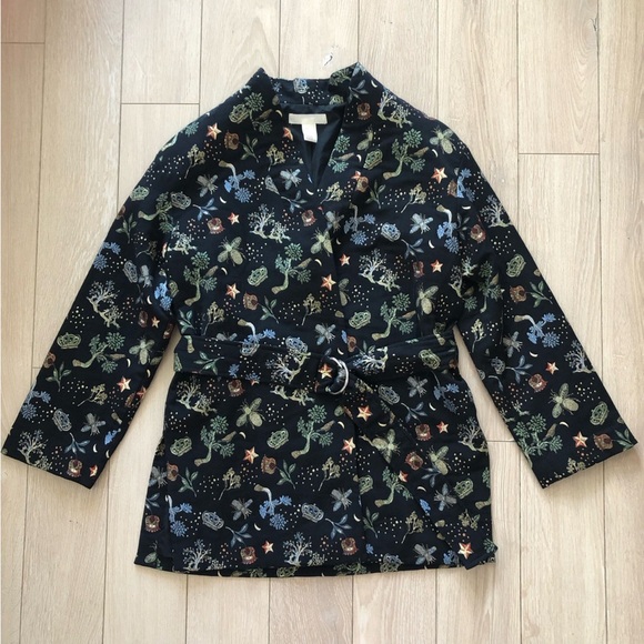 H&M Botanical Embroidered Midi Length Jacket in Black Size S - Picture 2 of 15